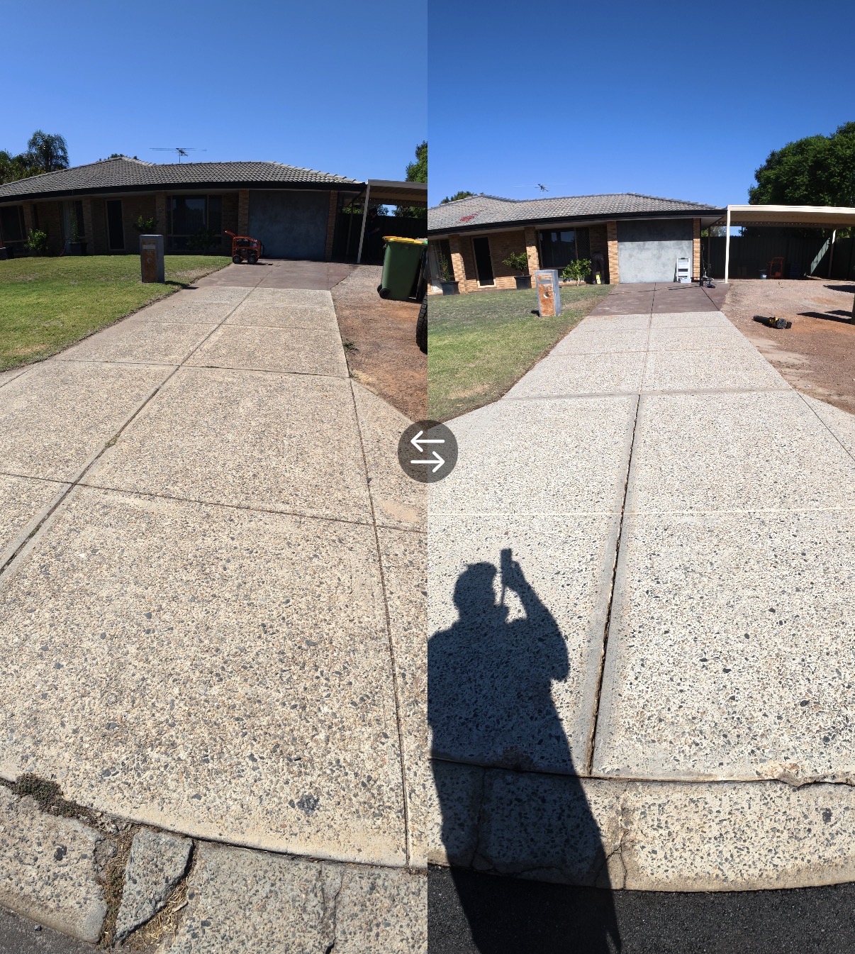 Concrete driveway pressure cleaned